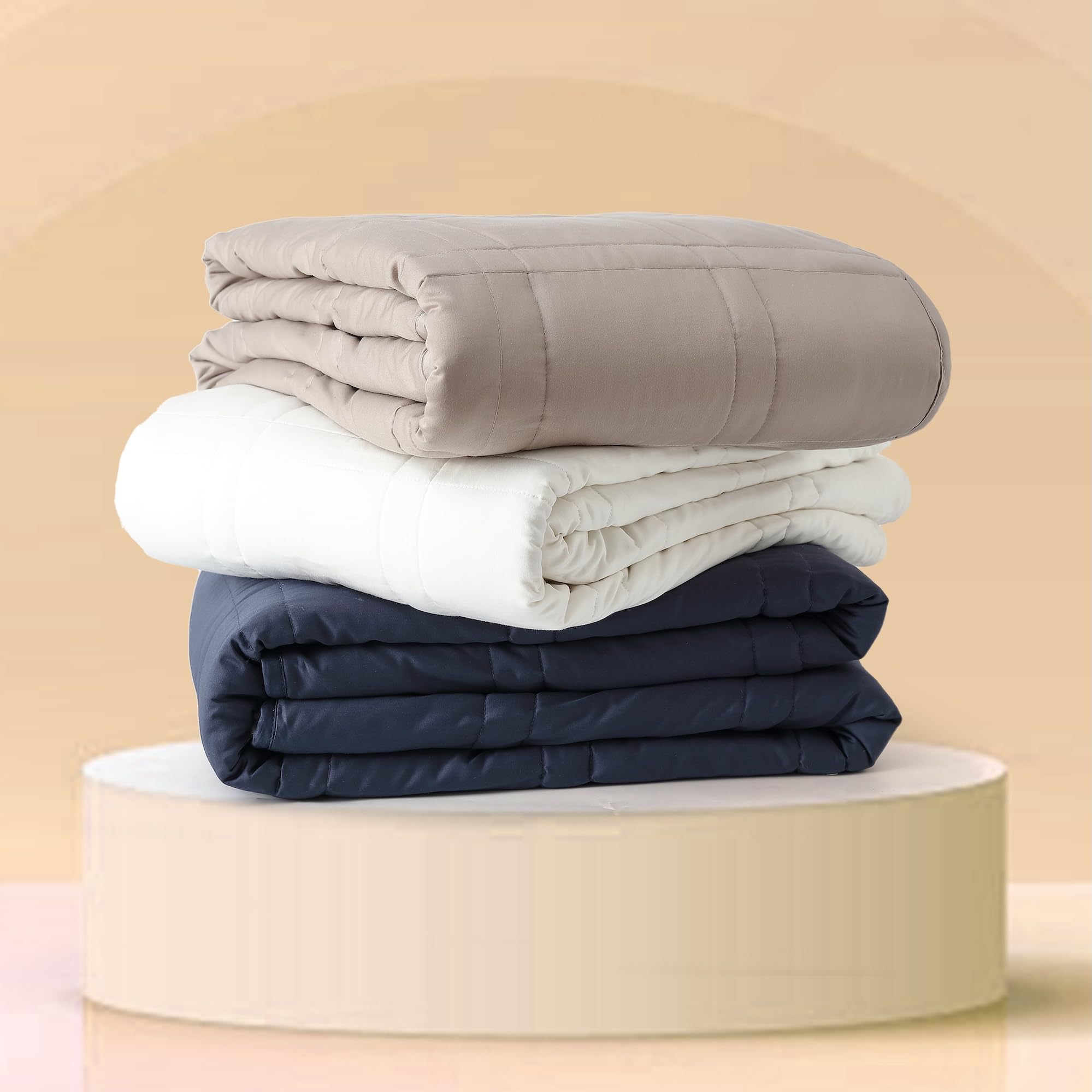 Baloo Weighted Blanket for Adults 6.8kg Throw (Pebble White, 150x200 CM) | Cool & 100% Cotton | Machine Washable & Dryer Safe | Glass Microbead Fill