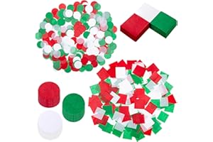 EXQUISS 3000 Pcs Christmas Red Green White Tissue Paper Squares 1.2" Tissue Paper Confettis Round Circle 1" for Kids DIY New Year Holiday Tree Ornaments Wreaths Cone Scrapbooking Decors