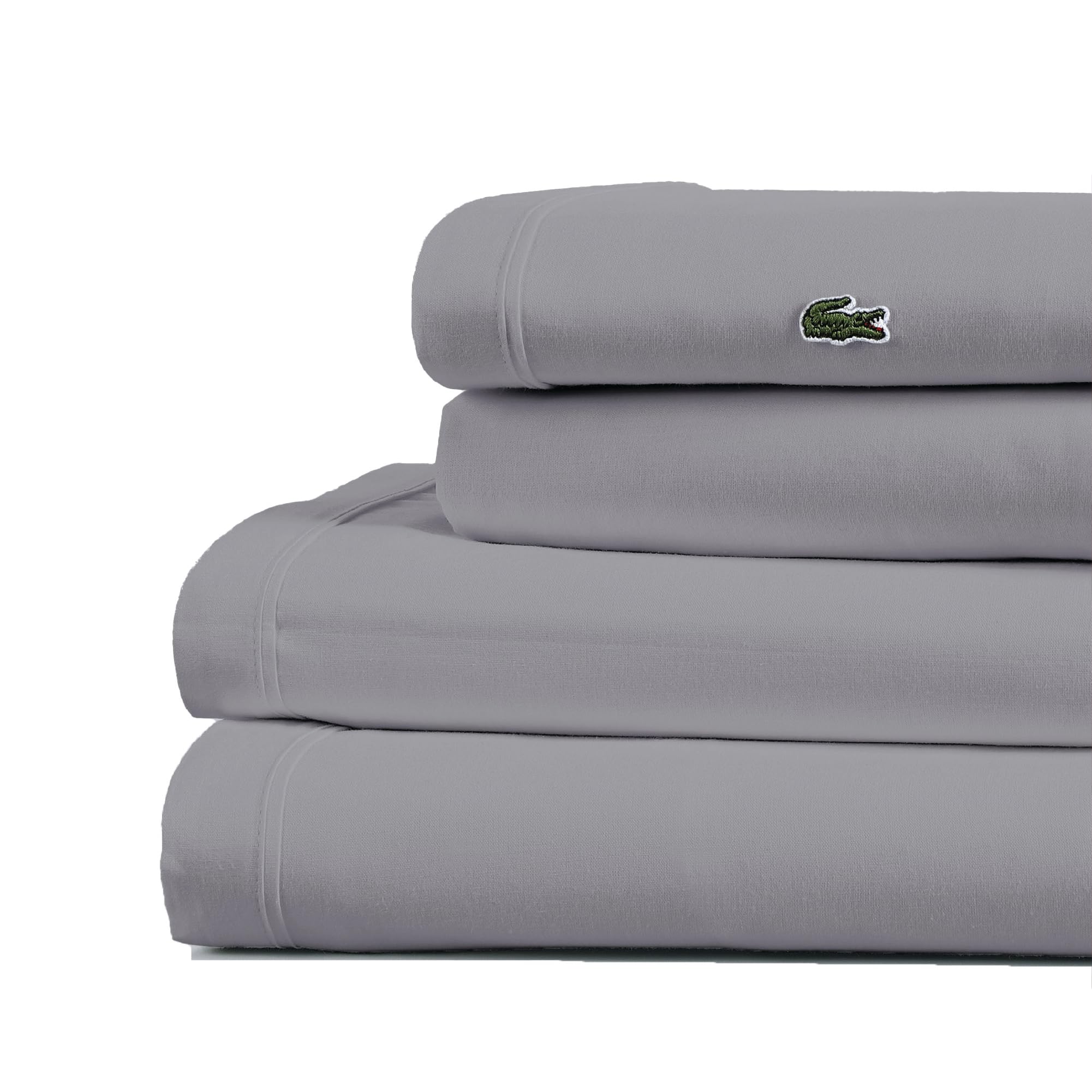 Lacoste Percale Solid Sheet, Sleet, Queen — image 1