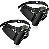 Abbylike 2 Pcs Running Hydration Belt, Water Bottle Holder for Walking, Adjustable Waist Pack Reflective Strap Fanny Bag for Men Women Phone Marathon Cycling Hiking, Not Included Water Bottle
