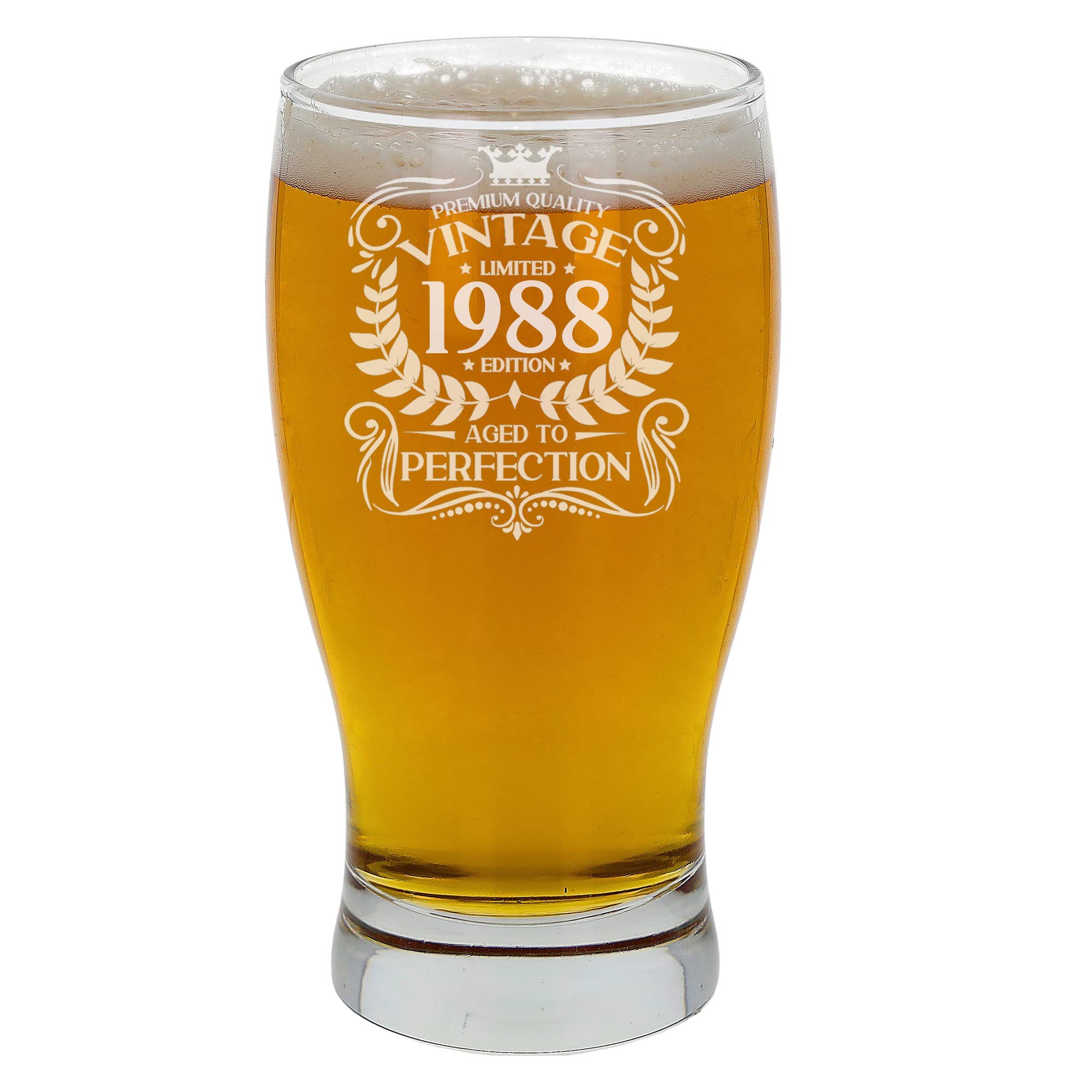 Always Looking Good 38th Birthday Gift for Men Vintage 1988 Aged to Perfection Engraved Pint Beer Glass Present for 38 Year Old Etched Cider Lager Beer Tulip Pint Glasses