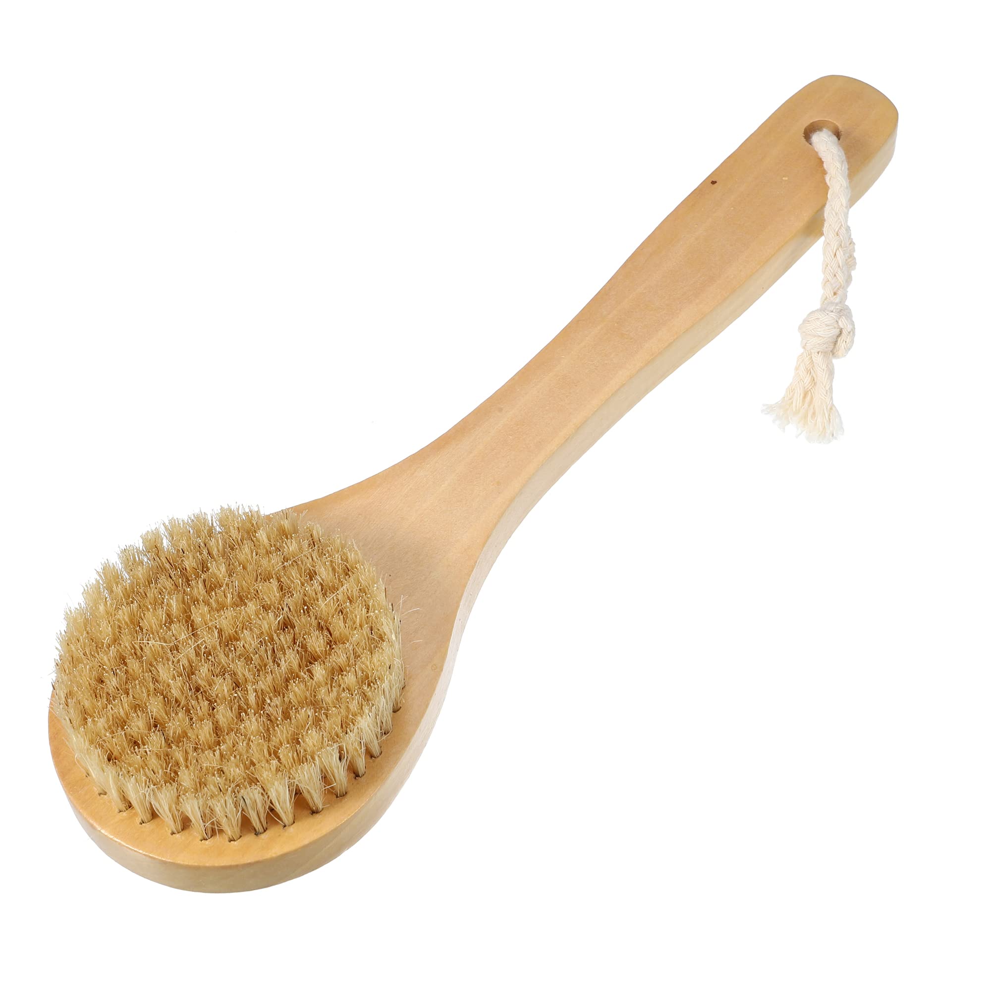 VOCOSTE 1 Pcs Bath Brush, Back Scrubber Wood for Shower with Handle, Brown, 9.8 Inches