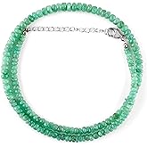 OdrillionGems Natural Emerald Gemstones Beads Choker Handmade Necklace, Chakra Healing Crystals, 925 Sterling Silver Women Jewelry, May Birthstones, Valentine Gifts Adjustable 18inches