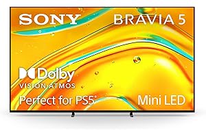 Sony BRAVIA 5 65 Inch TV, Mini LED, 4K Smart Google TV, XR Processor with AI Technology,120hz Television with Dolby Vision/Atmos, Exclusive Features for PlayStation®5, K-65XR50, 2025 Model