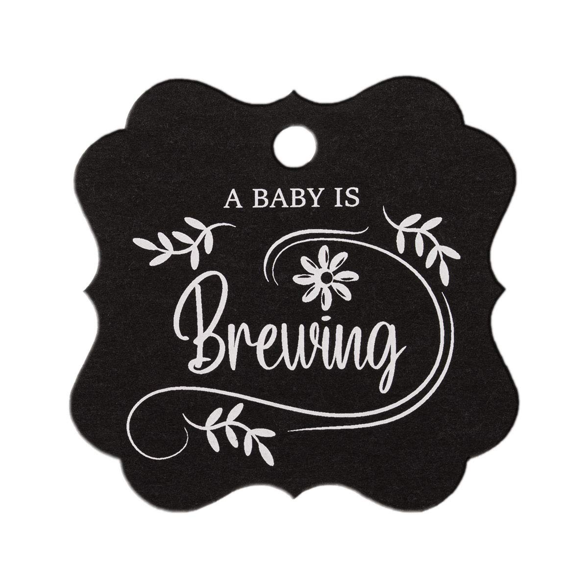 Summer-Ray 50pcs A Baby is Brewing Baby Shower Favours Gift Tags Thank You Tags (Black)