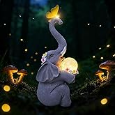 MuliVid Elephant Garden Statue Solar Lights Outdoor Garden Decor for Patio, Yard, Lawn, Balcony Elephant Decor Birthday Gifts for Women Mom Grandma Animal Lovers