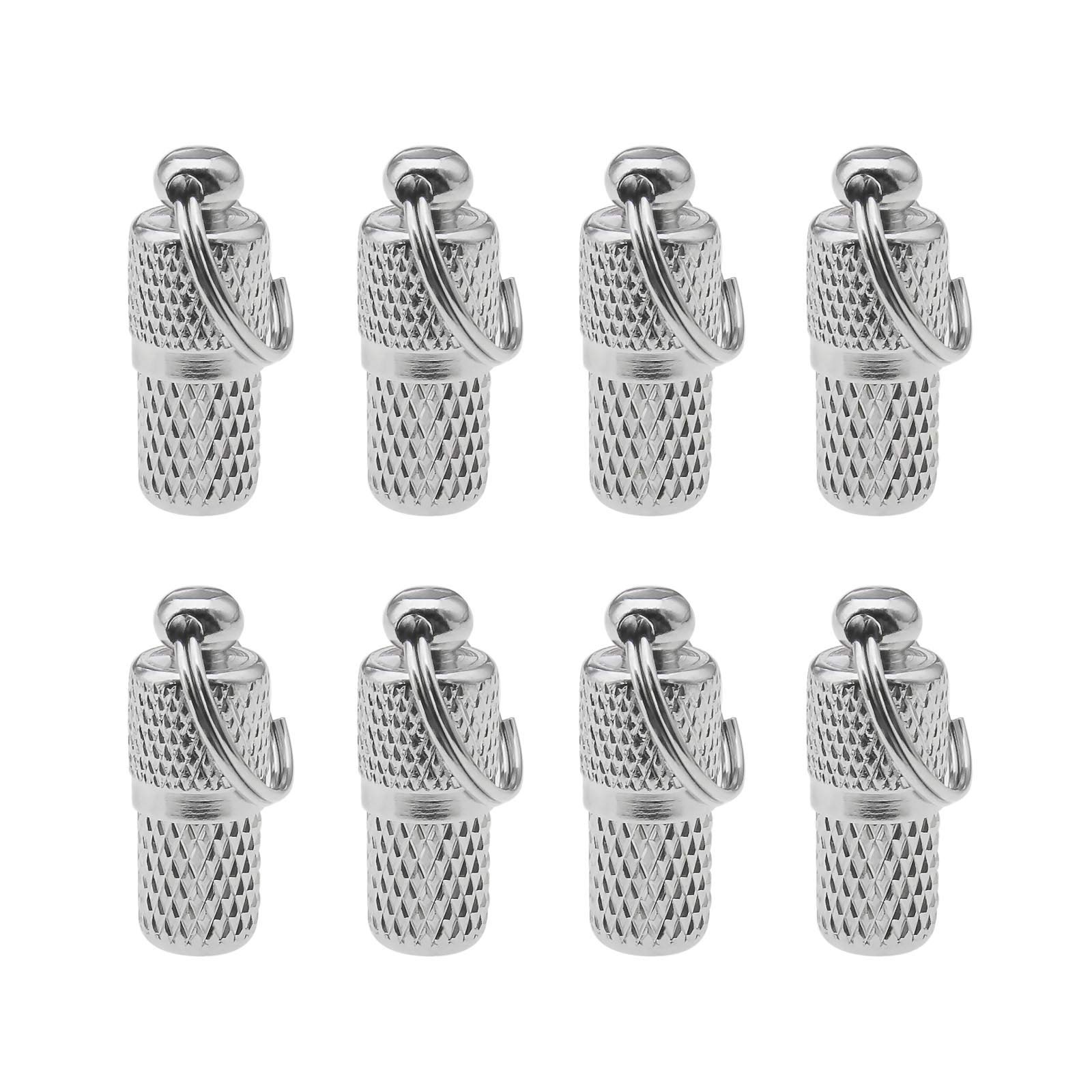 YINETTECH 8x Anti-lost Pet ID Tags Barrel Tube Collars Name Address Identity Label Pendants Puppy Kitten Personalized Tag Silver