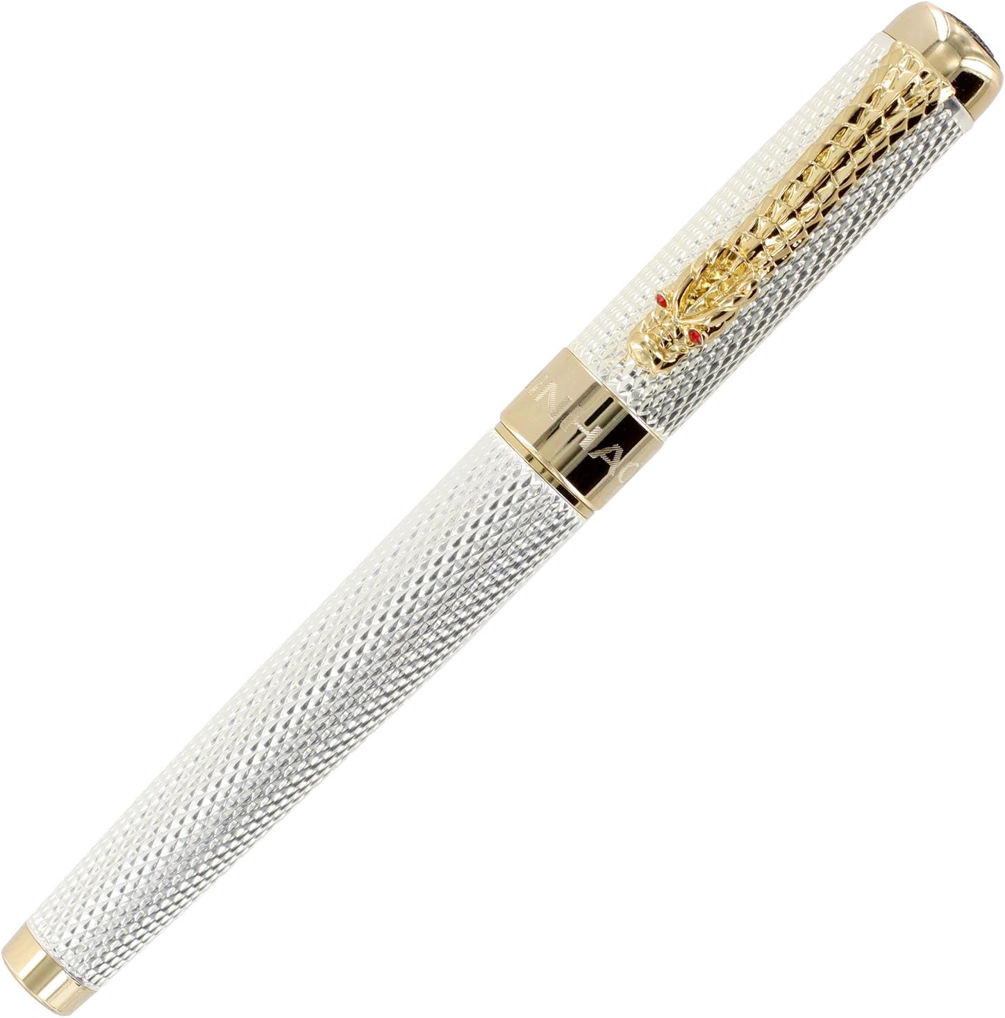 Gullor Golden Dragon Red Crystal Eyes Fountain Pen with Push in Style Ink Converter, Golden,Red,Silver - Image 3