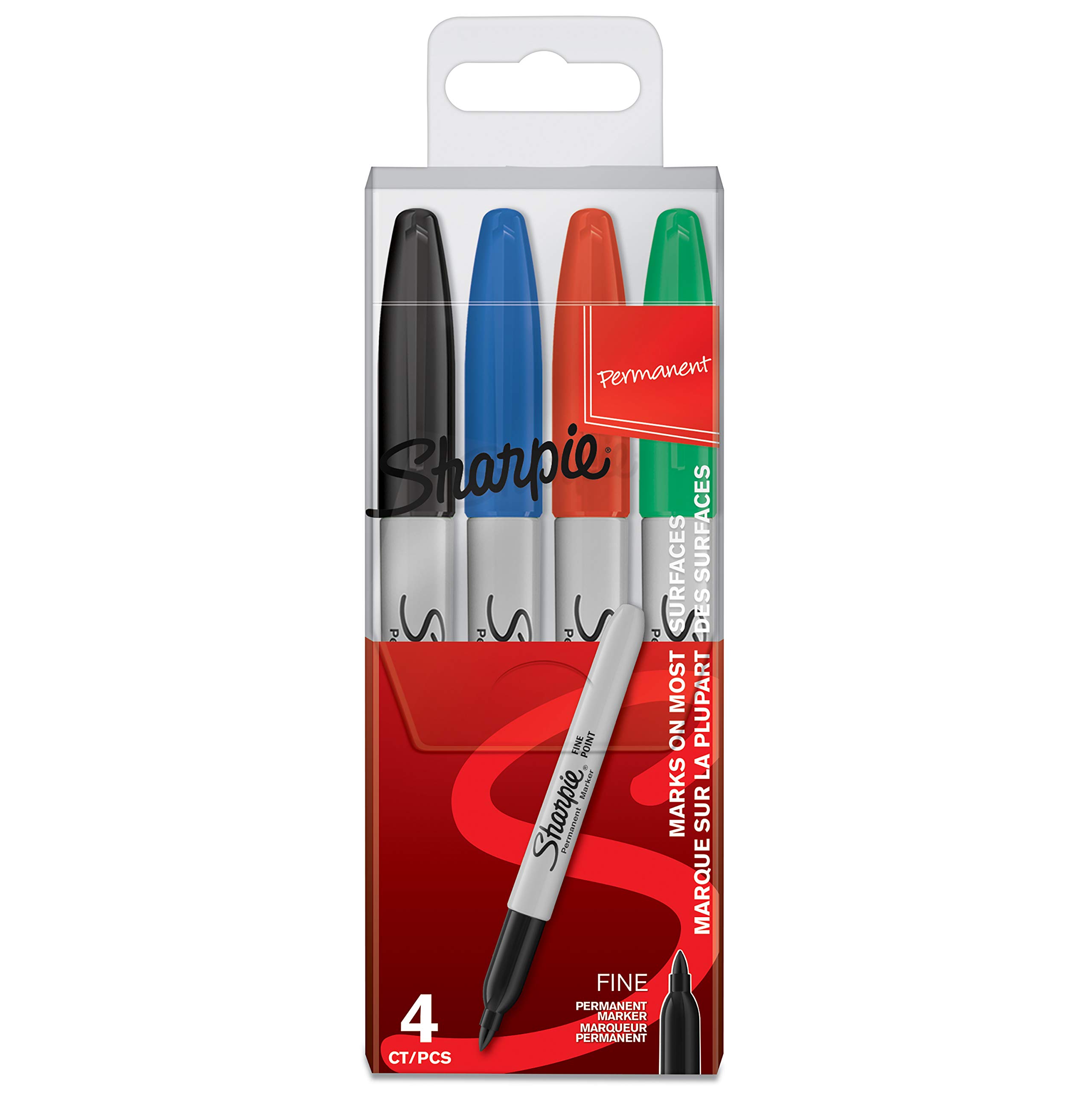Sharpie Permanent Markers | Fine Point | Assorted Colours | 4 Count