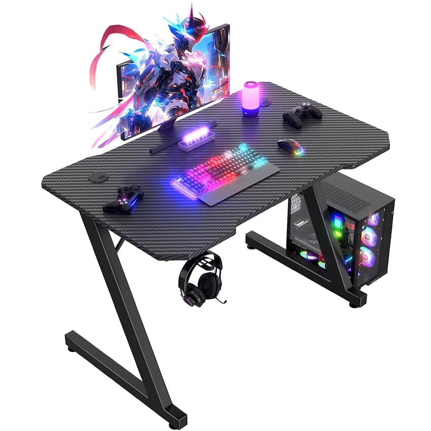 JUMMICO Scrivania Gaming 80 x 52 cm, Tavolo Gaming Ergonomica