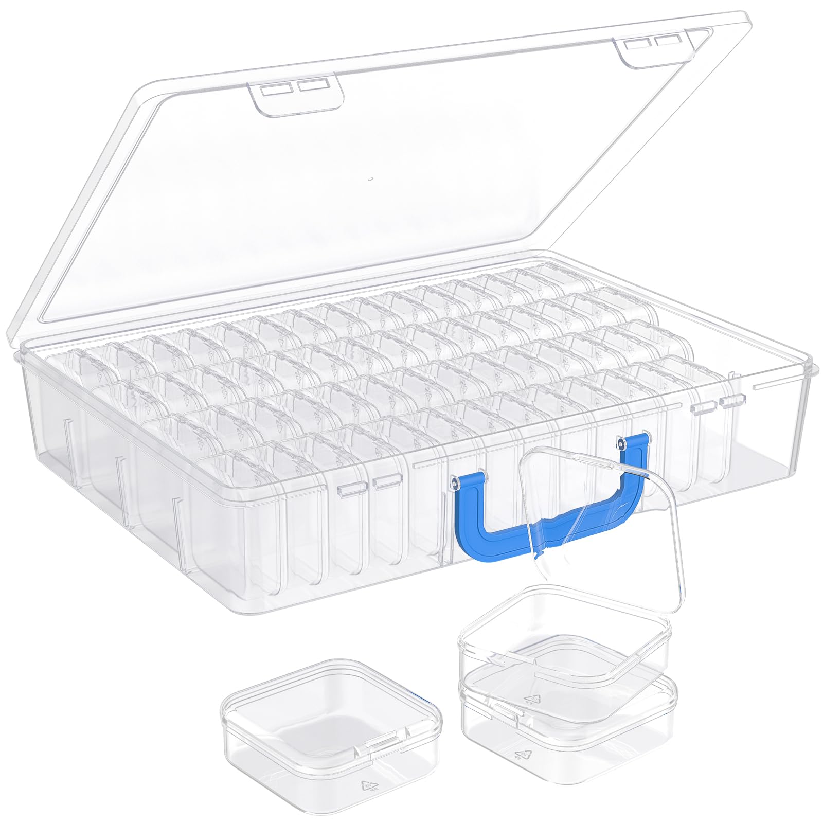 Photo 1 of ZOQINI Bead Organizer with Handle, 60Pcs Small Clear Bead Storage Boxes with Labels, Large Craft Case and Mini Plastic Dispensing Containers for Jewelry Making Diamonds Arts Screws Seeds Small Parts