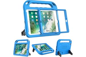 BMOUO Kids Case for iPad 5th/6th Generation, iPad 9.7 2018/2017 Case with Screen Protector, Shockproof iPad Air 2 Case with Handle Stand, Blue