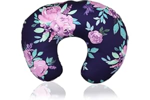 Purple Floral Nursing Pillow Cover, Breastfeeding Pillow Slipcover for Baby Boys & Girls, Nursing Pillow Case for Newborn, So