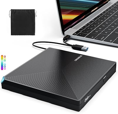 ORIGBELIE USB 3.0 Type C CD DVD RW Drive Portable Burner Reader Writer for