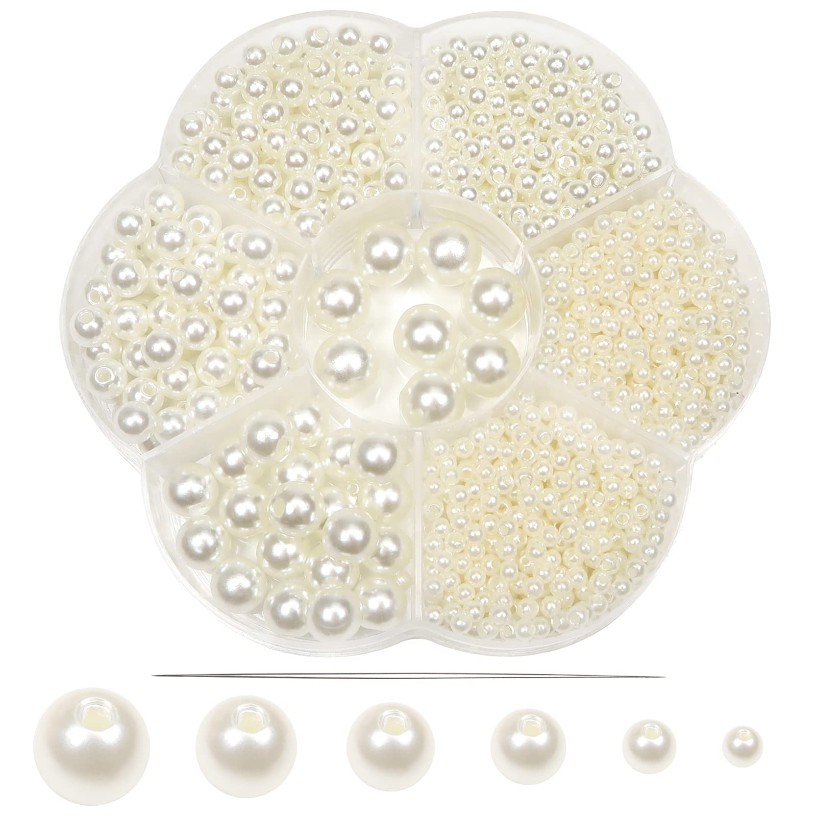 TOAOB 1248pcs Pearl Beads Beige Round Loose Imitation Pearls Acrylic Beads 3mm 4mm 5mm 6mm 8mm 10mm for DIY Craft Decoration Jewellery Making โ image 1