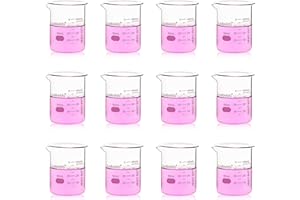Labvida 12pcs 50ml Upgrated Thick Glass Beakers, Shot Glass Beaker Set, 3.3 Boro Griffin Low Form, Double Scale, LVA003