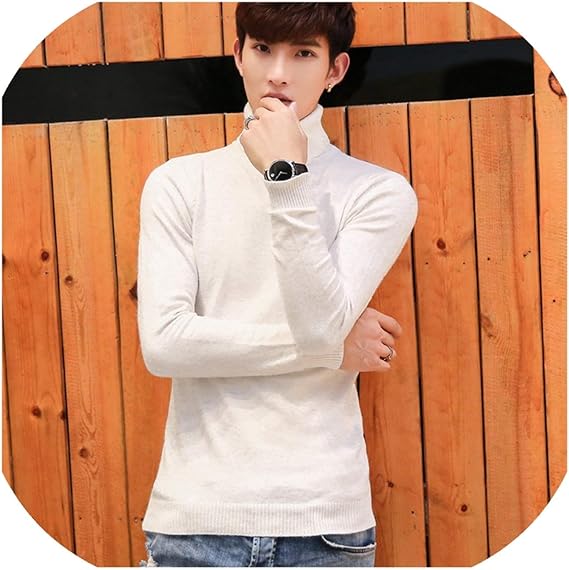 Amazon Co Jp 右店メンズトップスファッションカシミアハイネック長袖tシャツカジュアルスリムボトムスメンズ秋タイトtシャツ ホワイトシン 185 Xxl 服 ファッション小物
