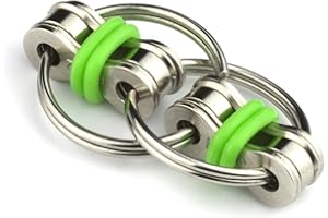 Tom's Fidgets Original Flippy Chain Fidget Toy - Perfect for ADHD, Anxiety, and Autism - Bike Chain Fidget Stress Reducer for Adults and Kids (1, Green)