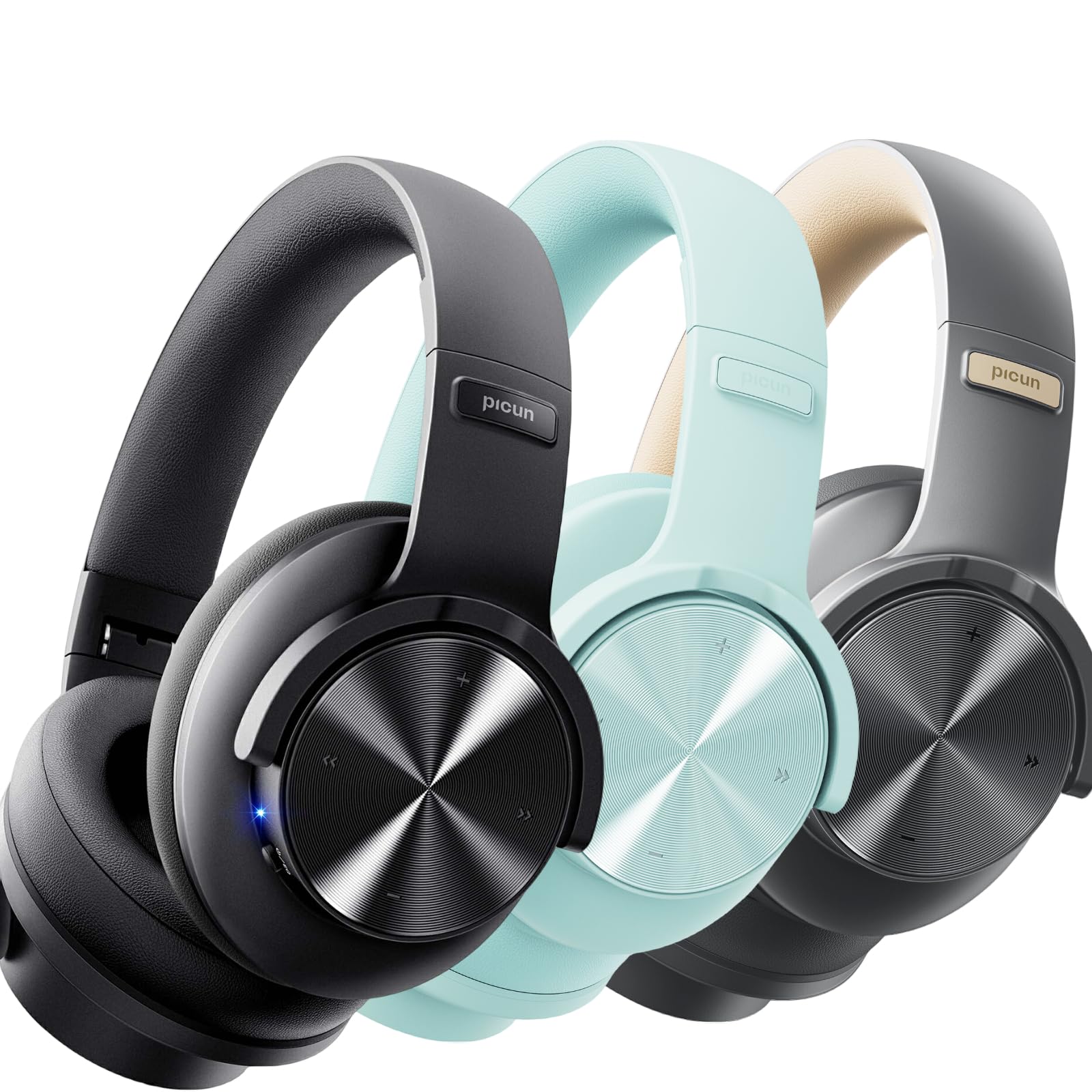 Picun 【3PACK】 B8 Headphones Wireless Bluetooth Gray Cyan