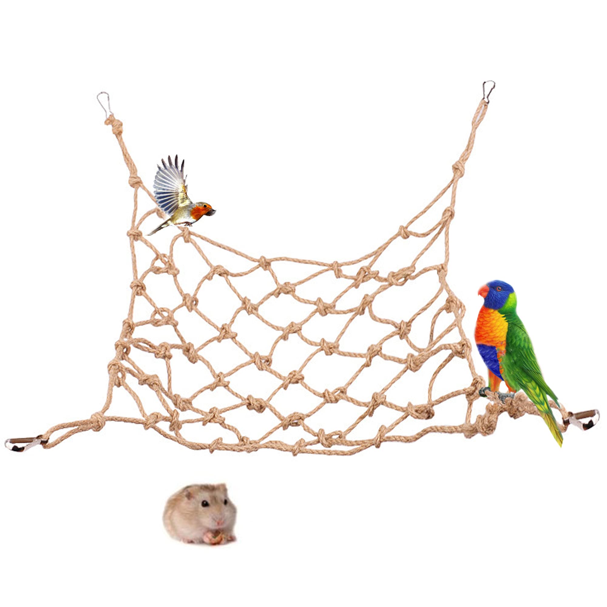 Hayaww Climbing Net Parrot Climbing Rope Budgie Climbing Net Toy Hemp Rope Nets Cotton Rope Bird Perches for Birds Parrot Bird Hamster