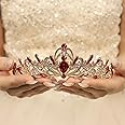 Rannyrena Silver Crystal Tiaras and Crowns for Women Sparkling Rhinestone Queen Crowns Princess Birthday Wedding Bridal Hair Accessories (KC Gold-red, Standard)