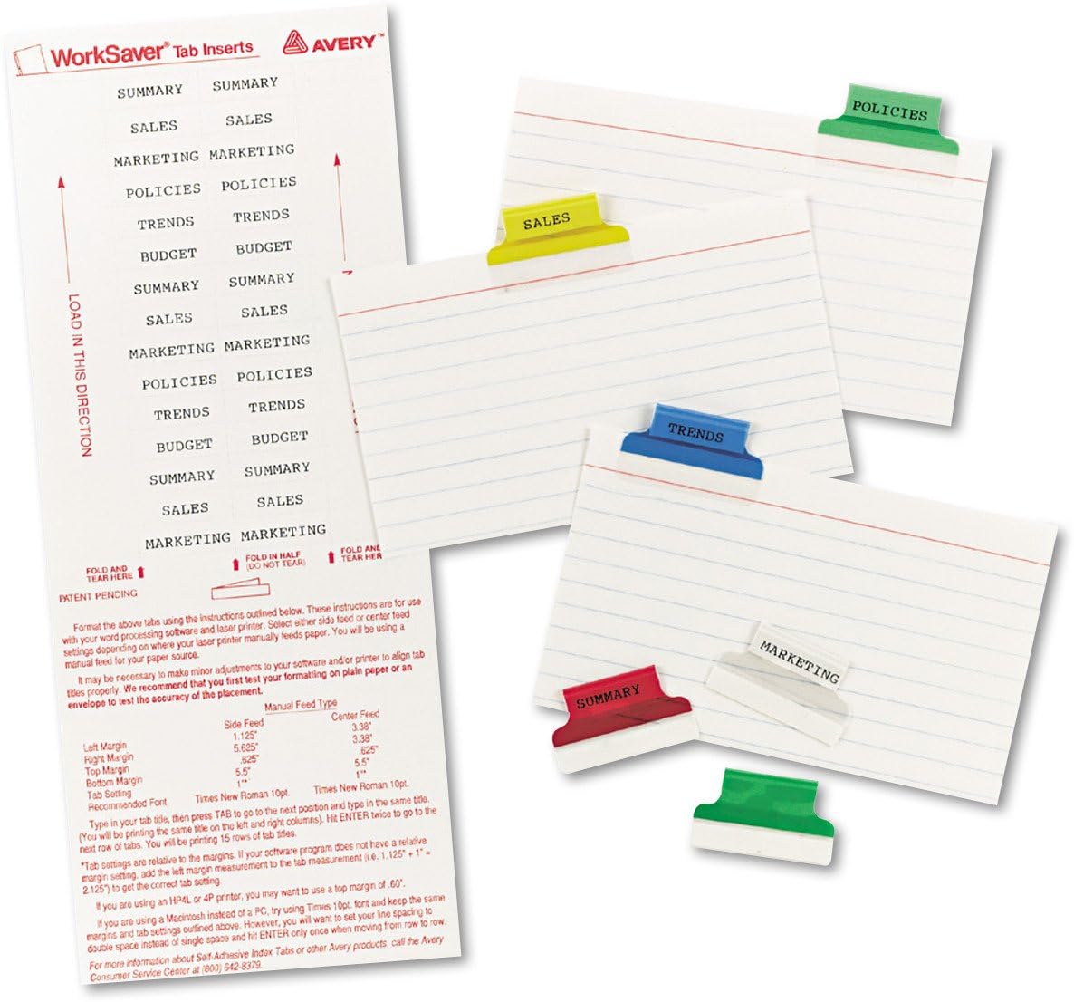 Avery 16219 Insertable Index Tabs with Printable Inserts, 1, Assorted Tab (Pack of 25), Assorted: Blue, Clear, Green, Red, Yellow : Binder Index Dividers : Office Products