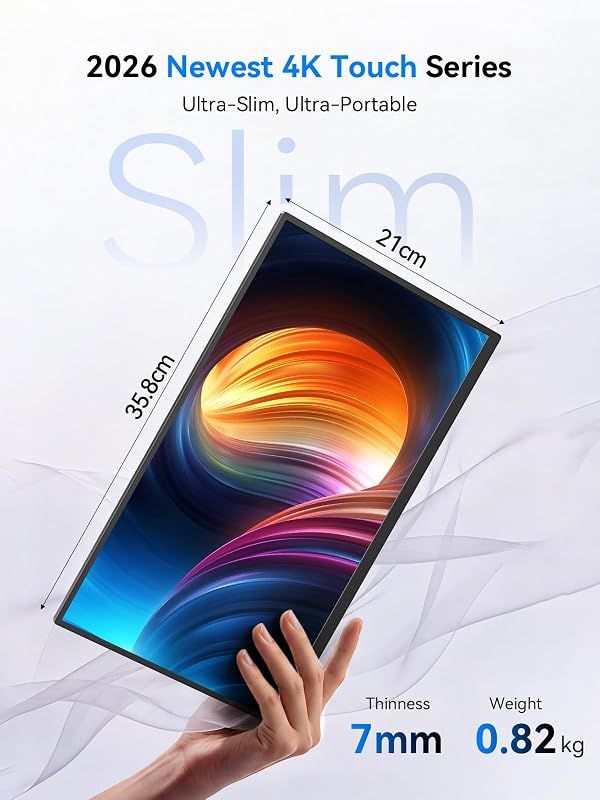 Écran Portable Tactile 4K avec Stylet, 15,6 Pouces IPS avec USB‑C