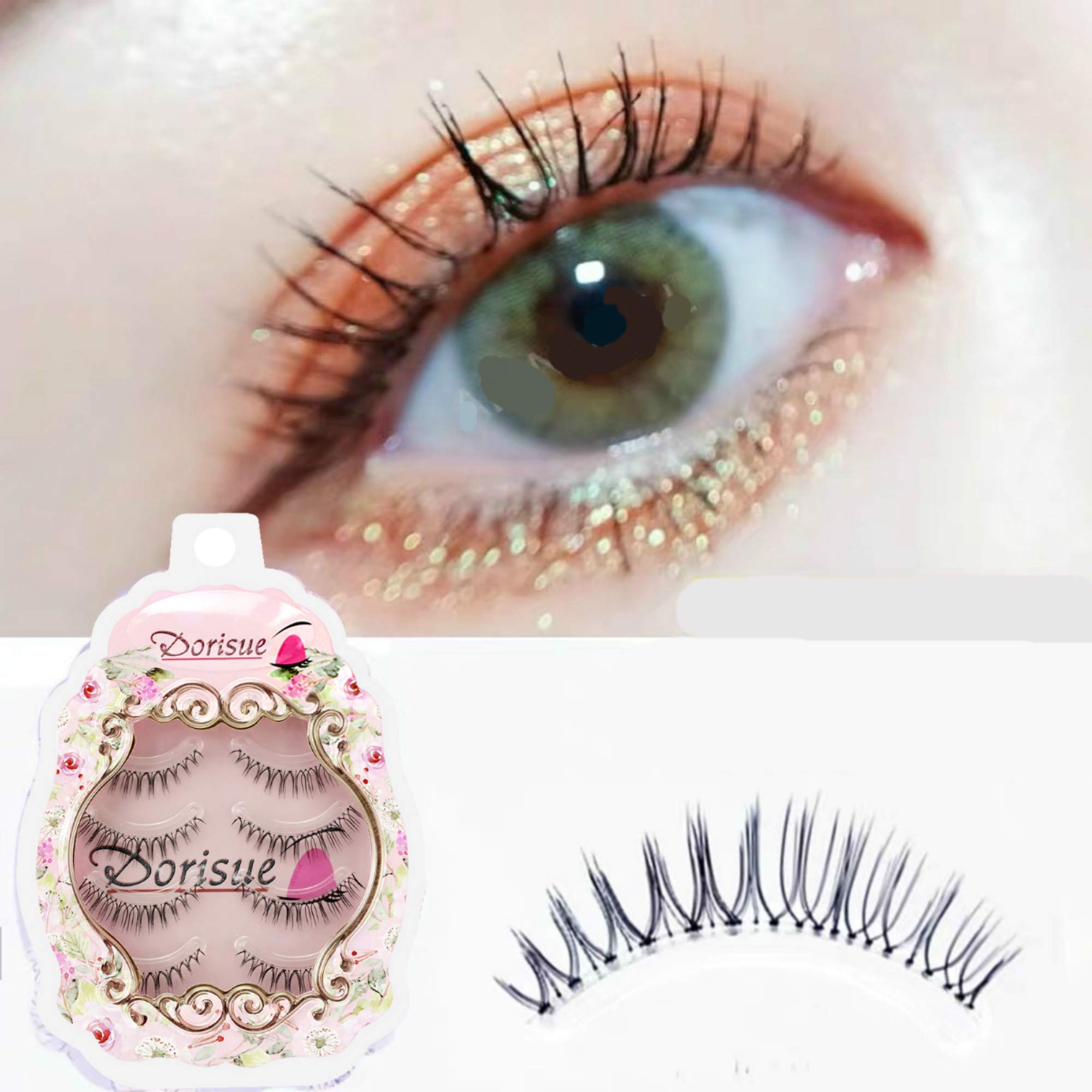 Dorisue Eyelashes natural look 3D lightweight Natural short eyelashes Perfect for Everyday lashes Handmade lashes with Hight Quality 4 pack E3 … — image 1