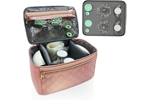 MELINON Wearable Breast Pump Bag for Elvie and Medela Pumps - Compact, Travel-Friendly Pump carrying case with Waterproof Mat - Ideal for Working Moms (Pink)