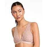 JENNY JEN Women's Ivy Lace Bralette with Adjustable Straps, Unpadded Unlined Wireless Plunge Bra, Perfect Everyday Lingerie