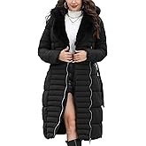 Bellivera Women's Puffer Jacket Lightweight Quilted Hooded Long Down Alternative Coat with Belt
