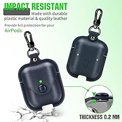 Leather Case for Airpods with Keychain, Premium