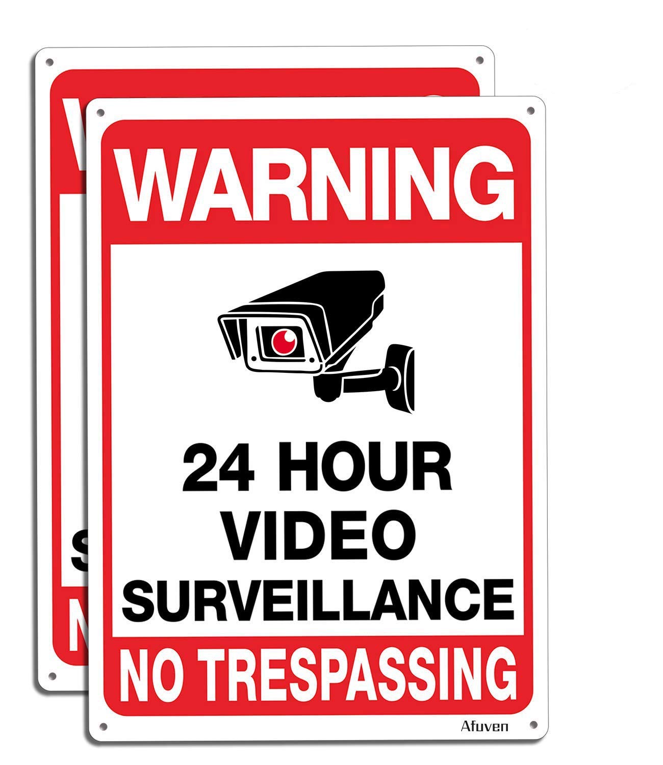 Video Surveillance Signs 10 x 7 Inches 2 pack No Trespassing Security Alert 24 Hour CCTV Camera Signs Reflective Aluminum Anti UV Protected Metal Sign Outdoor A2
