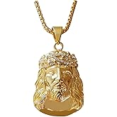 Toogod 18K Gold-plated Jesus Christ Necklace for Men Women | Jesus Christ Pendant with Chain | Hip Hop Necklace 24‘’