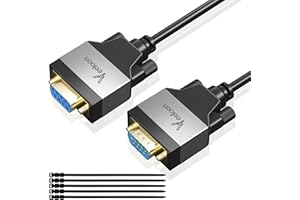 Straight Through DB9 RS232 Serial Cable 20 FT,Male to Female 9 Pin Null Modem Extension Cable, Aluminum Shell DB9 Adapter Wir