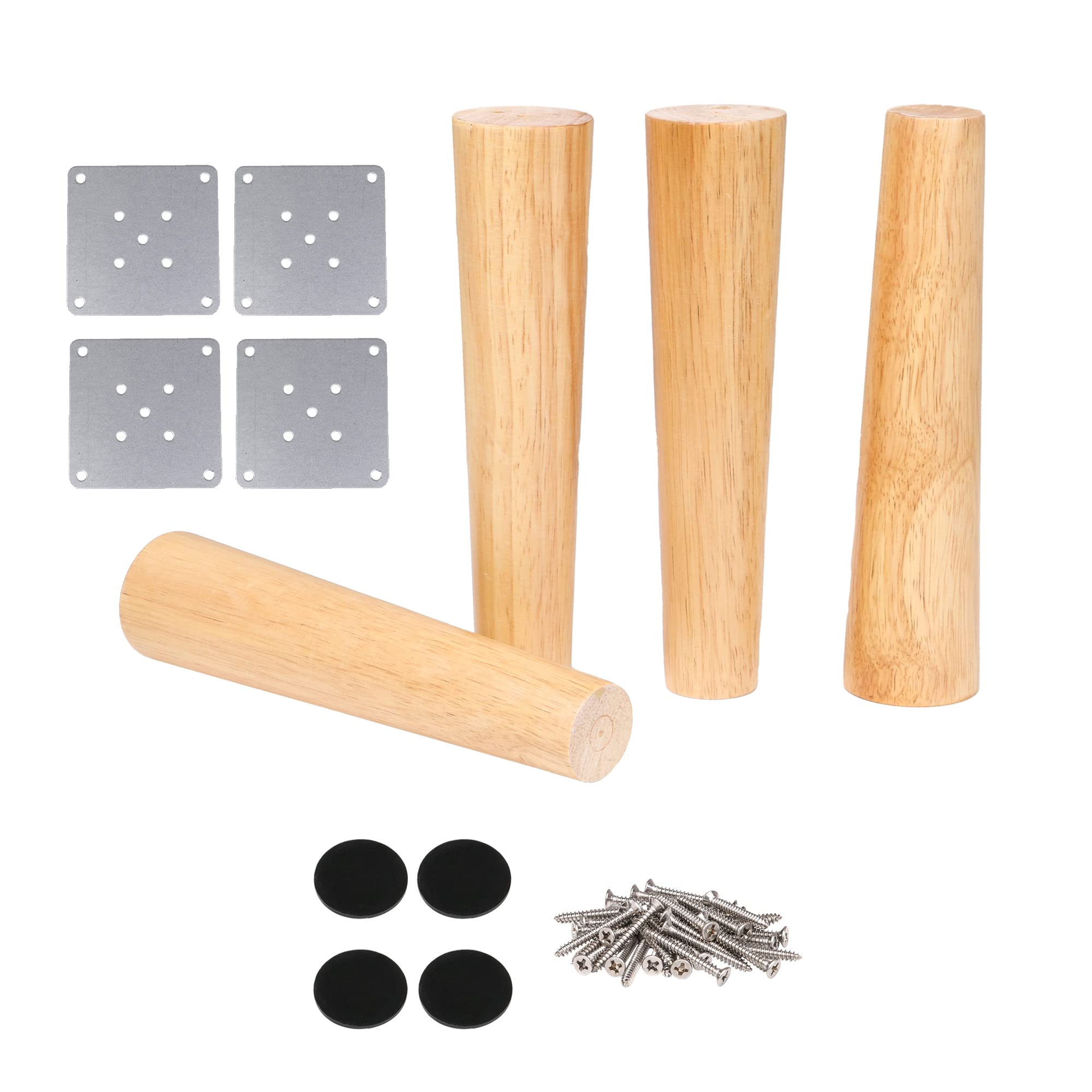 BQLZR Wooden Furniture Legs Solid Wood Cone Wooden Material Sofa Chair Bed Cupboard Cabinet Wooden Furniture Legs Diameter of Upper 2.36Inch Diameter of Lower 1.57Inch Height 4.72Inch Pack of 4