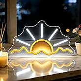Sunrise Neon Sign Dimmnale, 12.5"x6.6" Sun and Wave LED Neon Light for Wall Decor, USB Powered Colorful Neon Sign for Bedroom, Beach Bar, Living Room, Party, or Gift