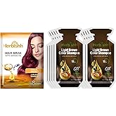 Herbishh Hair Color Shampoo 10 Sachet +1 Argan Hair Mask Pouch | 3 in 1 Hair Dye | PPD Free | Easy to Use | Gray Coverage | Travel Size | Available in 6 Colors | (Light Brown)
