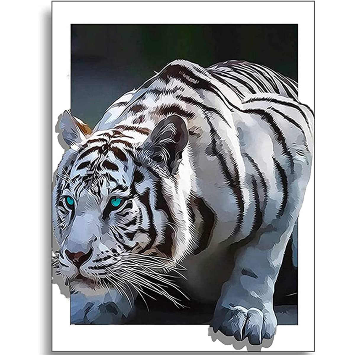 Instarry 5D DIY Diamond Painting Kits for Adults and Kids Full Drill White Tiger Mosaic Rhinestone Embroidery Wall Decorations for Bedrooms 35.4x23.6 inch