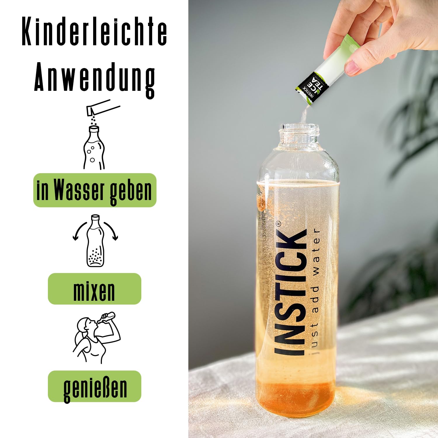 INSTICK Zuckerfreies Instant-Getränk (Eistee Mix-Paket) - 1 Packung für 12 x 0,5-1 L- Veganes Getränkepulver Kalorienarm & Vitamin C - Instant-Pulver 6