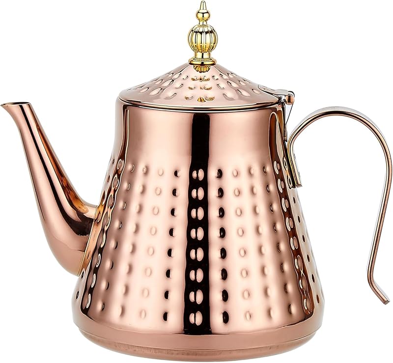 Stainless Steel Teapot 1.2L Hammer Pattern Removeable Infuser 4-5