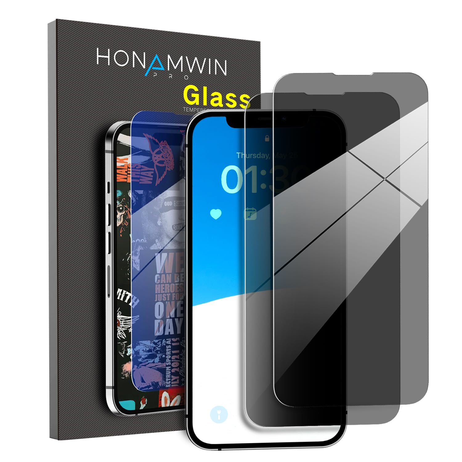 HONAMWINPRO Screen Protector Glass Anti Spy For iPhone X (Privacy/Scratch Resistant/Shockproof/Anti-Fingerprint) 2 PACK Screen Protector