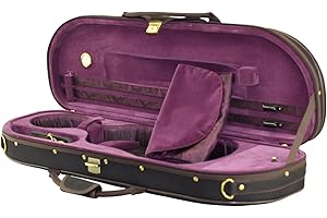 SKY MUSIC SKY Lightweight Half Moon Shaped Violin Case 4/4 Size (Black/Magenta) Shoulder Strap