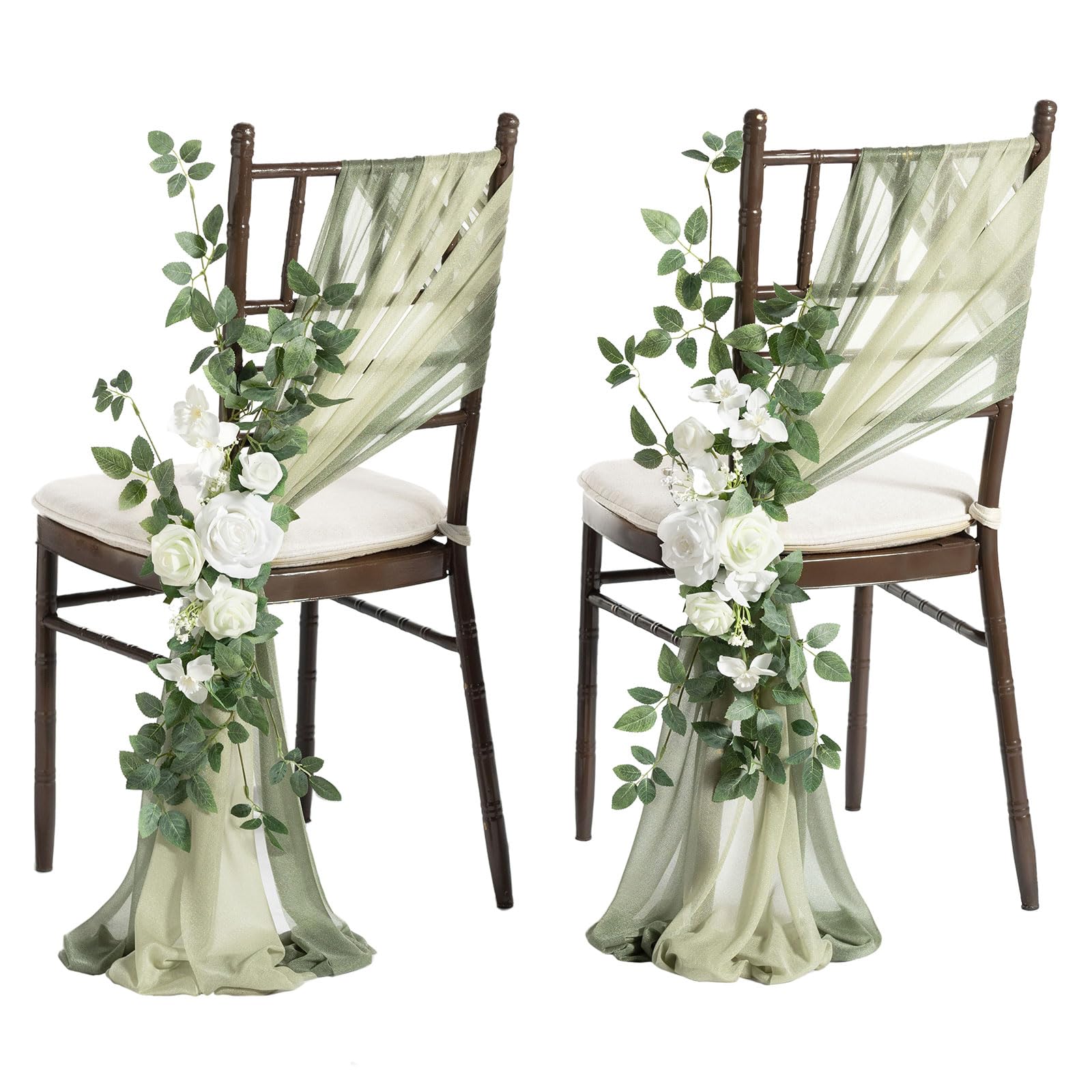 Ling's Moment 8 Wedding Chair Decorations Aisle Pew Church Artificial