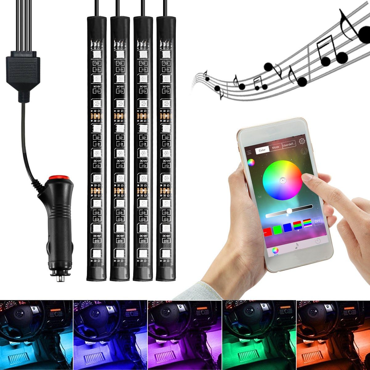 AMBOTHER LED RGB Music Interior Lights