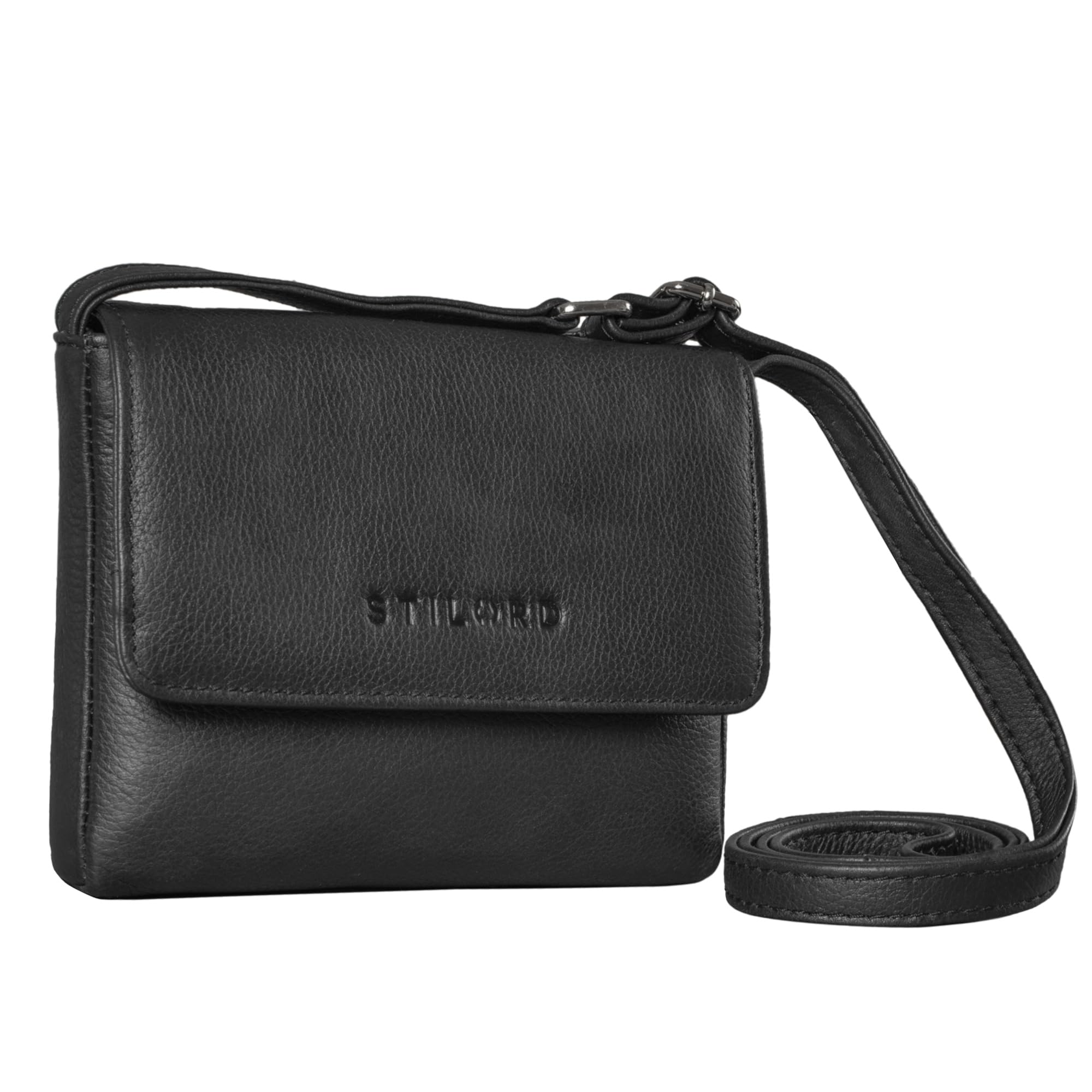 STILORD "Audrey" Small Shoulder Bag for Women Vintage Leather Handbag XS Pouch Mini Crossbody Bag Elegant Purse Ideal as Party Bag Shopping Bag Genuine Leather Colour:Black