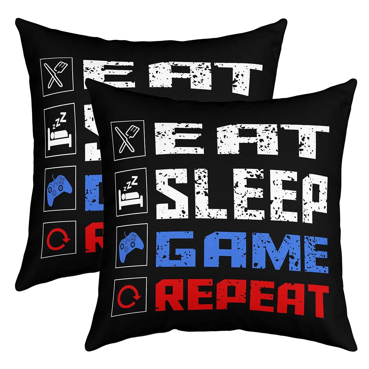 RepEssen Gamer Pillow Cover 40x40cm - Couch, Sofa, Bed, Car Chair Decor - Eat, Sleep, Game - Gaming Room Decor — image 1