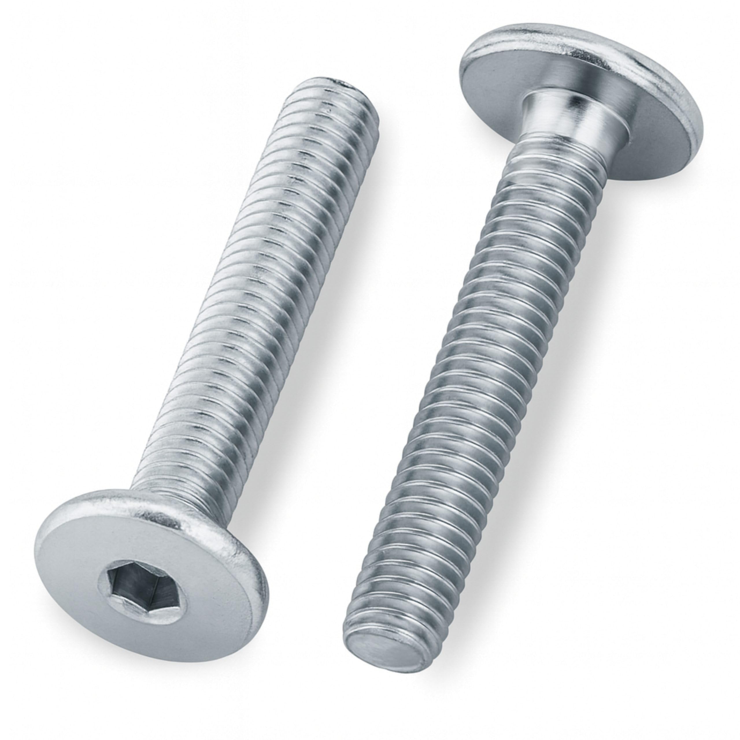 HEXATON Flat Head Socket Metric Screws M6 x 20 mm - 50 Pieces - Fully Threaded - Galvanized Steel - Hex Drive Socket Metric Thread