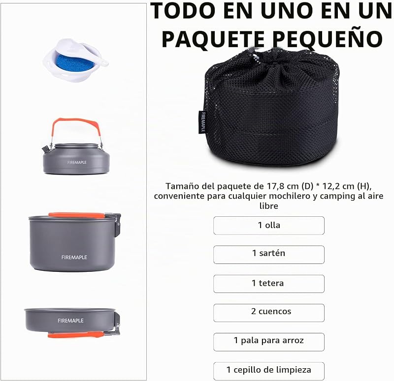 Feast 2 Kit de Utensilios Cocina de Camping Naranja