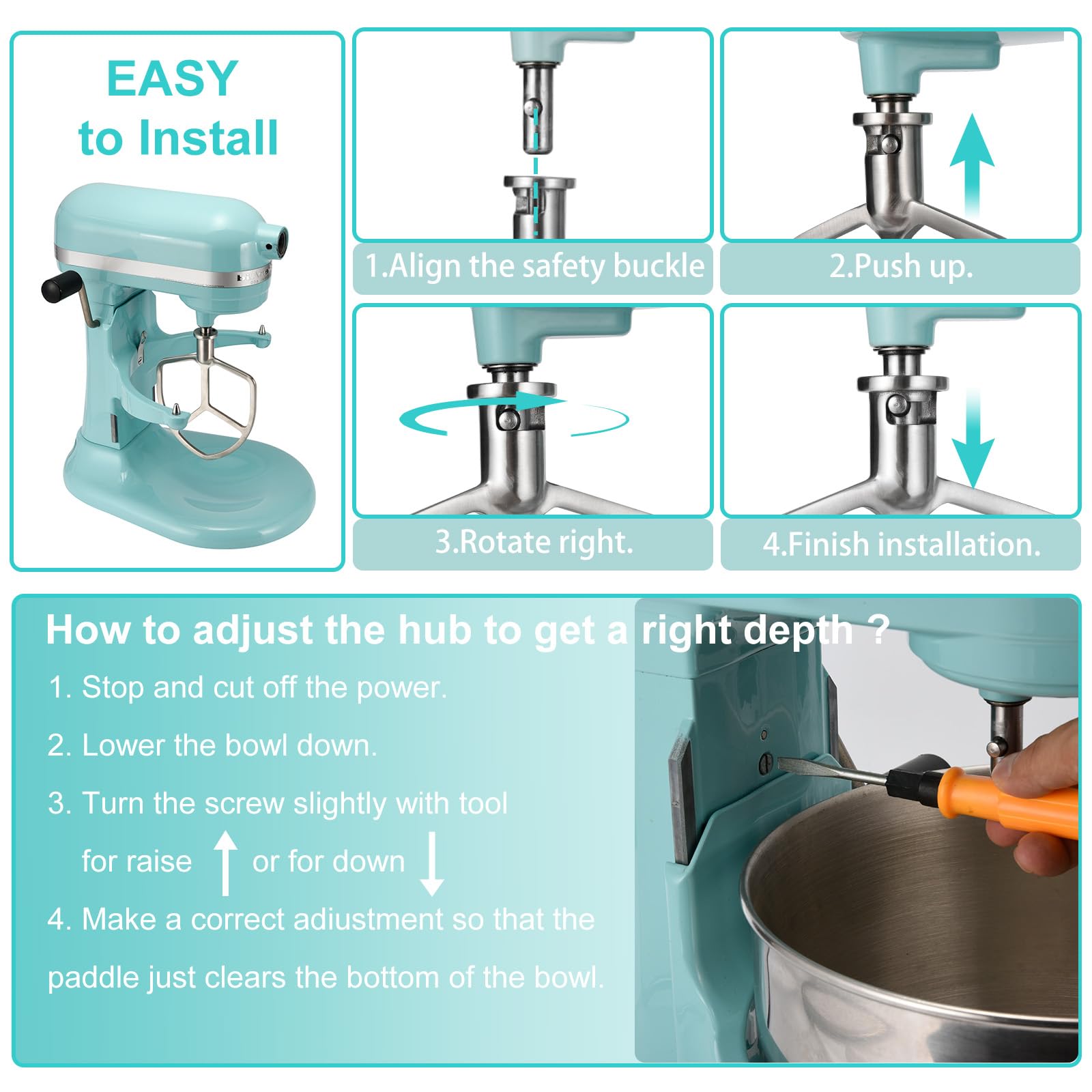 Flat Beater Compatible with KitchenAid 5-6 Quart Bowl-Lift Stand Mixer, airkitrep Polished Stainless Steel Paddle Attachment Replacement for Kitchen Aid Stand Mixers